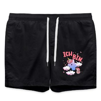 Ich Bin 4 Jahre Alt | Einhorn-thema | 4. - Badeshorts - Schwarz - Vorne - AI Model Male 185 light (185cm)