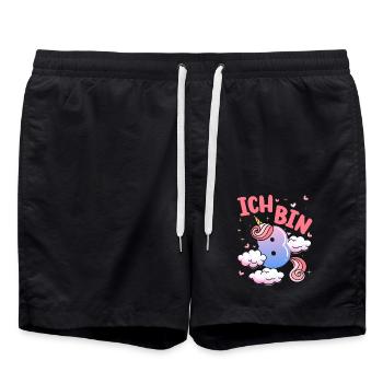 Ich Bin 8 Jahre Alt | Einhorn-thema | 8. - Badeshorts - Schwarz - Vorne - AI Model Male 185 light (185cm)