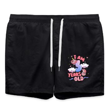 J’ai 3 ans | Thème Licorne | 3. - Short de bain - noir - Devant - AI Model Male 185 light (185cm)