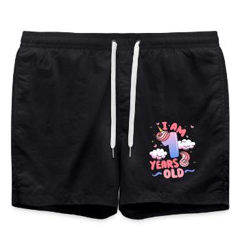 J’ai 1 an | Thème Licorne | 1. - Short de bain - noir - Devant - AI Model Male 185 light (185cm)