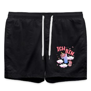 Ich Bin 1 Jahre Alt | Einhorn-thema | 1. - Badeshorts - Schwarz - Vorne - AI Model Male 185 light (185cm)
