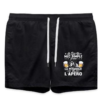 Je suis un mec simple j'aime la pétanque, l'apéro - Short de bain - noir - Devant - AI Model Male 185 light (185cm)