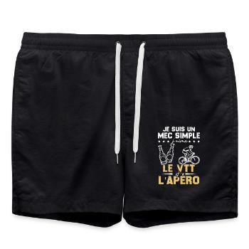 Je suis un mec simple j'aime le VTT et l'apéro - Short de bain - noir - Devant - AI Model Male 185 light (185cm)
