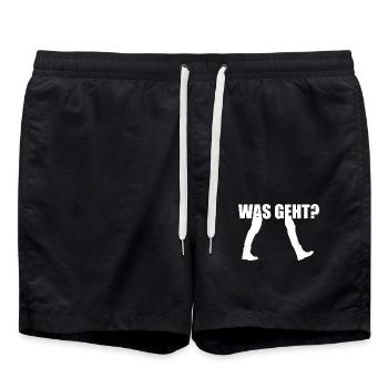 Was Geht Begrüßung - Badeshorts - Schwarz - Vorne - AI Model Male 185 light (185cm)