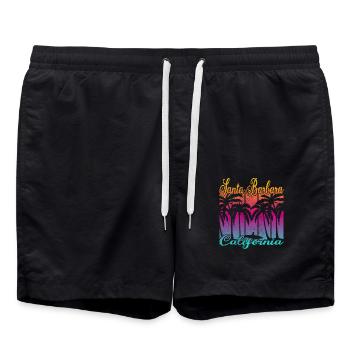 Vintage Santa Barbara California Surf - Badeshorts - Schwarz - Vorne - AI Model Male 185 light (185cm)