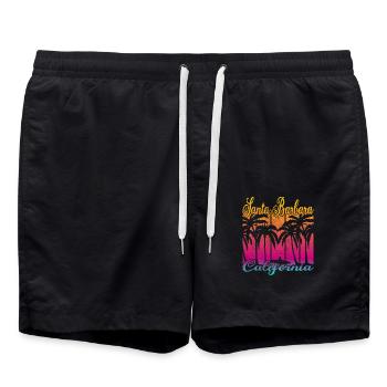 Vintage Santa Barbara California Surf - Badeshorts - Schwarz - Vorne - AI Model Male 185 light (185cm)