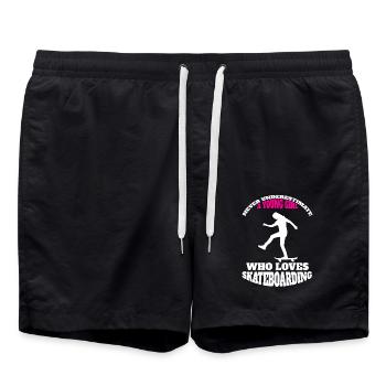 Skateboard Skater Mädchen Skateboarding Longboard - Badeshorts - Schwarz - Vorne - AI Model Male 185 light (185cm)