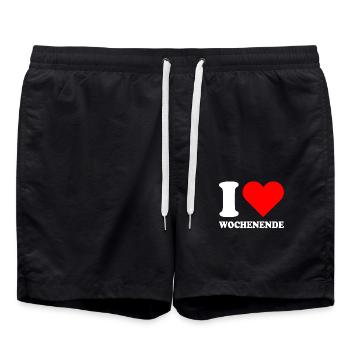 I Love Wochenende Wochenend Liebe Endlich Freitag - Badeshorts - Schwarz - Vorne - AI Model Male 185 light (185cm)