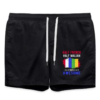 Moitié Français moitié malien - Short de bain - noir - Devant - AI Model Male 185 light (185cm)