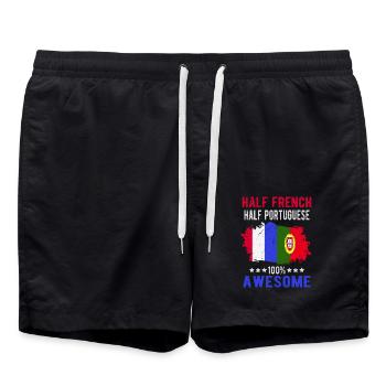 Half French Half Portuguese - Swim Trunks - black - Front - AI Model Male 185 light (185cm)