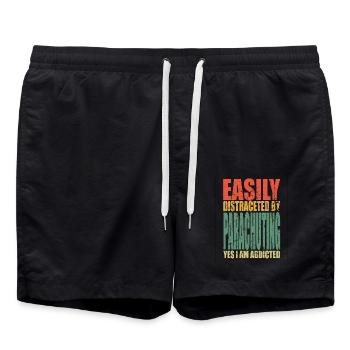 Fallschirmspringen Spruch lustig - Badeshorts - Schwarz - Vorne - AI Model Male 185 light (185cm)
