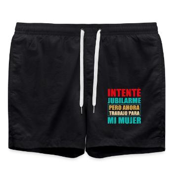 Retraite Maintenant Je Travaille Pour Ma Femme - Short de bain - noir - Devant - AI Model Male 185 light (185cm)