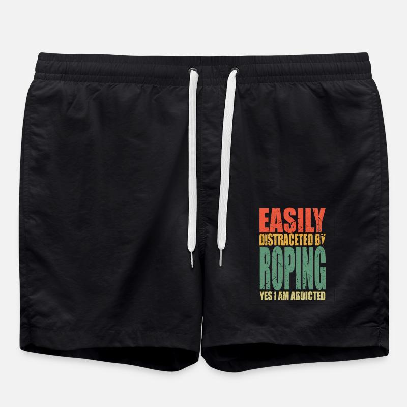 Roping saying funny - Swim Trunks - black
