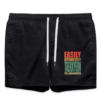 Taekkyeon saying funny - Swim Trunks - black - Front - AI Model Male 185 light (185cm)