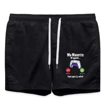 Ma manette m' appelle humour cadeau - Short de bain - noir - Devant - AI Model Male 185 light (185cm)