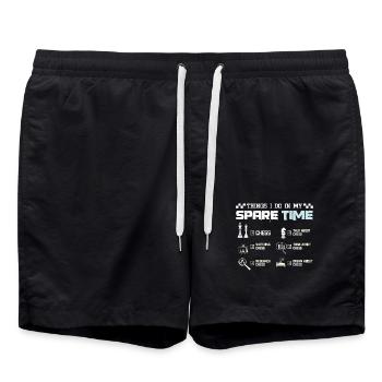 Thinags I do in my spare tieme play chess - Swim Trunks - black - Front - AI Model Male 185 light (185cm)