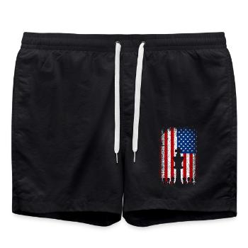 États-Unis drapeau américain Échecs - Short de bain - noir - Devant - AI Model Male 185 light (185cm)