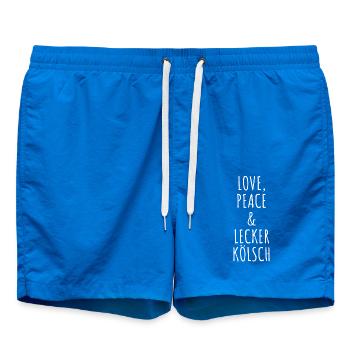 Love Peace Lecker Kölsch Köln Karneval Kölner Dom - Badeshorts - Cobalt blue - Vorne