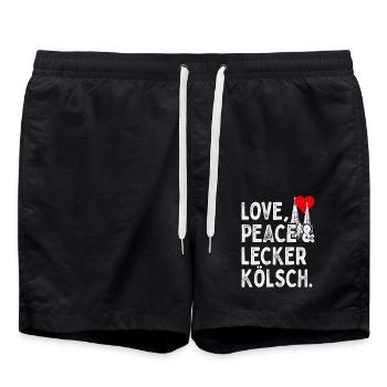 Love Peace Lecker Kölsch Köln Karneval Kölner Dom - Badeshorts - Schwarz - Vorne - AI Model Male 185 light (185cm)
