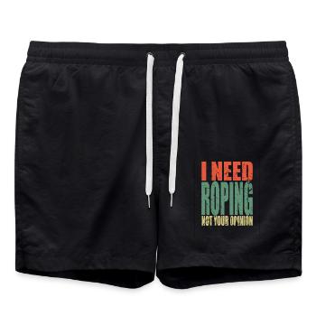 Roping saying funny - Swim Trunks - black - Front - AI Model Male 185 light (185cm)