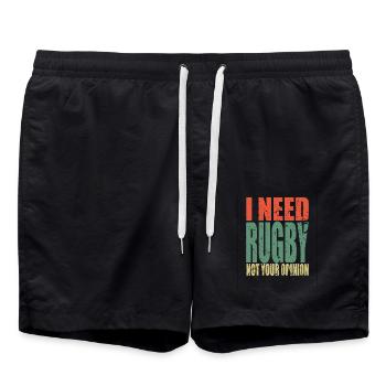 Rugby saying funny - Swim Trunks - black - Front - AI Model Male 185 light (185cm)