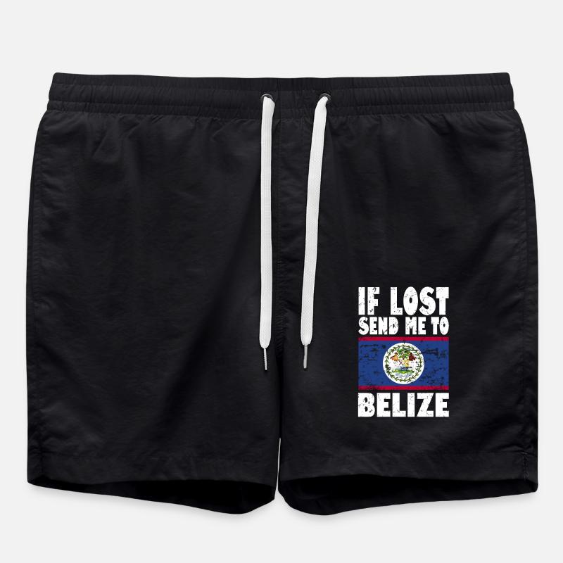 Belize Flag Saying - Swim Trunks - black