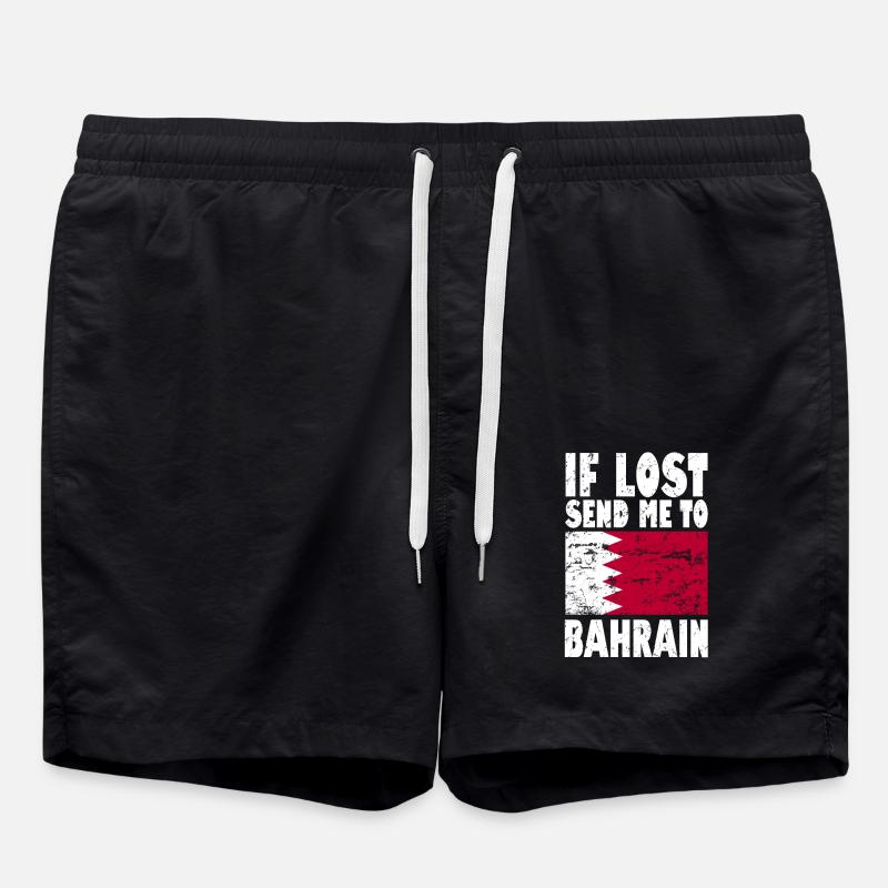 Bahrain Flag Saying - Swim Trunks - black