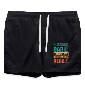 Mari papa technologue de laboratoire héros - Short de bain - noir - Devant - AI Model Male 185 light (185cm)