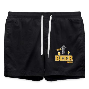 Funny saying for beer fans Fill Beer Here - Swim Trunks - black - Front - AI Model Male 185 light (185cm)
