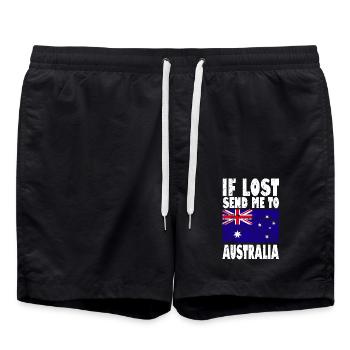 Australia Flag Saying - Swim Trunks - black - Front - AI Model Male 185 light (185cm)