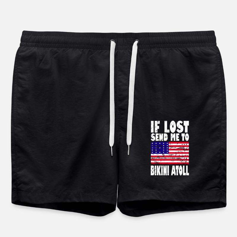 Bikini Atoll Flagge Spruch - Badeshorts - Schwarz