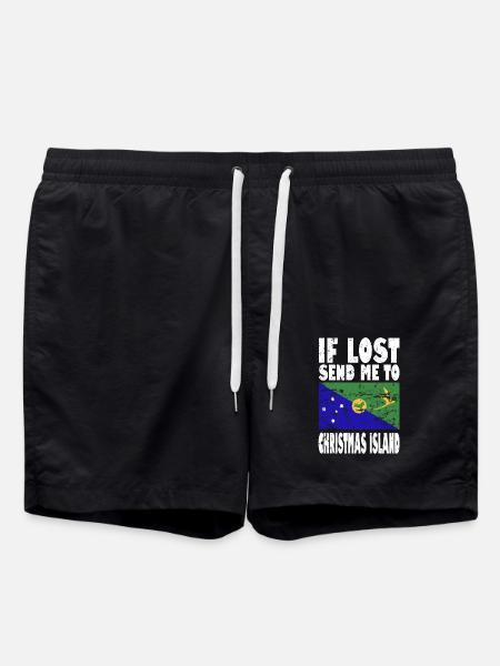 Christmas Island Flag Saying - Swim Trunks - black