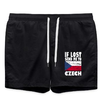 Tschechien Flagge Spruch - Badeshorts - Schwarz - Vorne - AI Model Male 185 light (185cm)