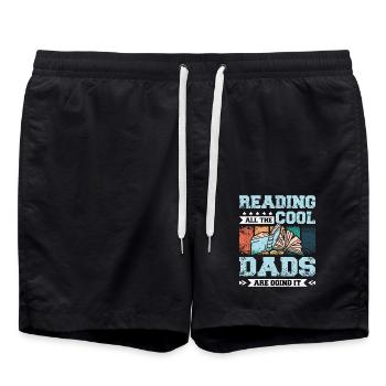 Papa fahther lisant des livres - Short de bain - noir - Devant - AI Model Male 185 light (185cm)
