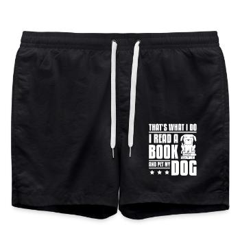 Read a book and pet a dog - Swim Trunks - black - Front - AI Model Male 185 light (185cm)