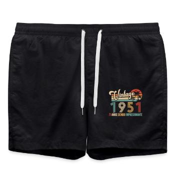 Vintage 1951 Anniversaire 71 ans D'être Awesome - Short de bain - noir - Devant - AI Model Male 185 light (185cm)