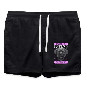 Bordeaux Dogge Grandma | Bordeauxdogge Geschenk - Badeshorts - Schwarz - Vorne - AI Model Male 185 light (185cm)
