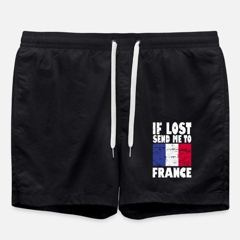 France Flag Slogan - Swim Trunks - black
