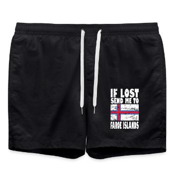 Faroe Islands Flag Saying - Swim Trunks - black - Front - AI Model Male 185 light (185cm)