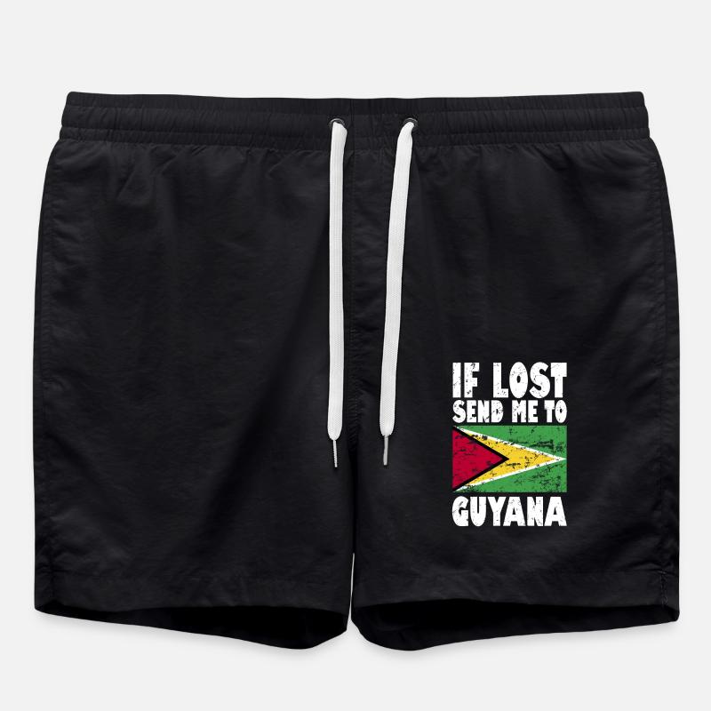Guyana Flag Saying - Swim Trunks - black