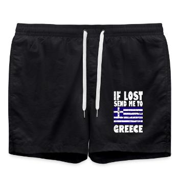 Drapeau de la Grèce - Short de bain - noir - Devant - AI Model Male 185 light (185cm)