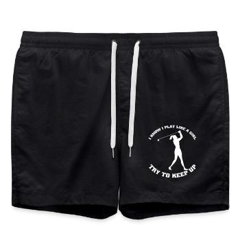 Golf Woman Golf Ball Golf Club Golfer - Swim Trunks - black - Front - AI Model Male 185 light (185cm)