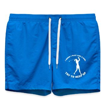 Golf Frau Golfball Golfschläger Golfspielerin - Badeshorts - Cobalt blue - Vorne