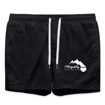 Arzgebirg mei Haamit is schien - Badeshorts - Schwarz - Vorne - AI Model Male 185 light (185cm)
