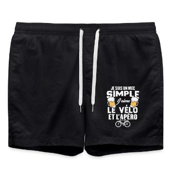 Je Suis Un Mec Simple J'aime Le Vélo Et L'apéro - Short de bain - noir - Devant - AI Model Male 185 light (185cm)