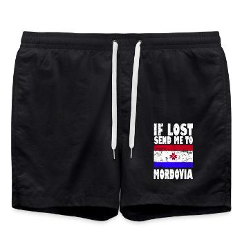 Slogan du drapeau de la Mordovie - Short de bain - noir - Devant - AI Model Male 185 light (185cm)