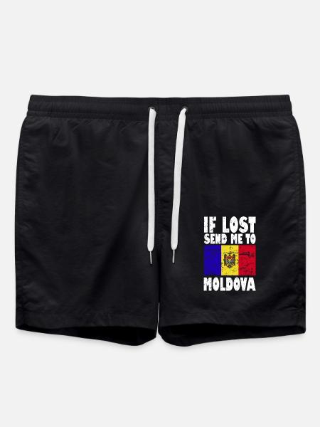 Moldova Flag Slogan - Swim Trunks - black
