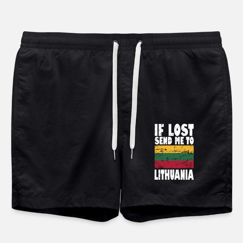 Lithuania Flag Saying - Swim Trunks - black