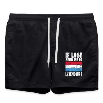 Luxembourg Flag Saying - Swim Trunks - black - Front - AI Model Male 185 light (185cm)