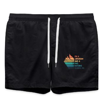 Librarian and dad - Swim Trunks - black - Front - AI Model Male 185 light (185cm)